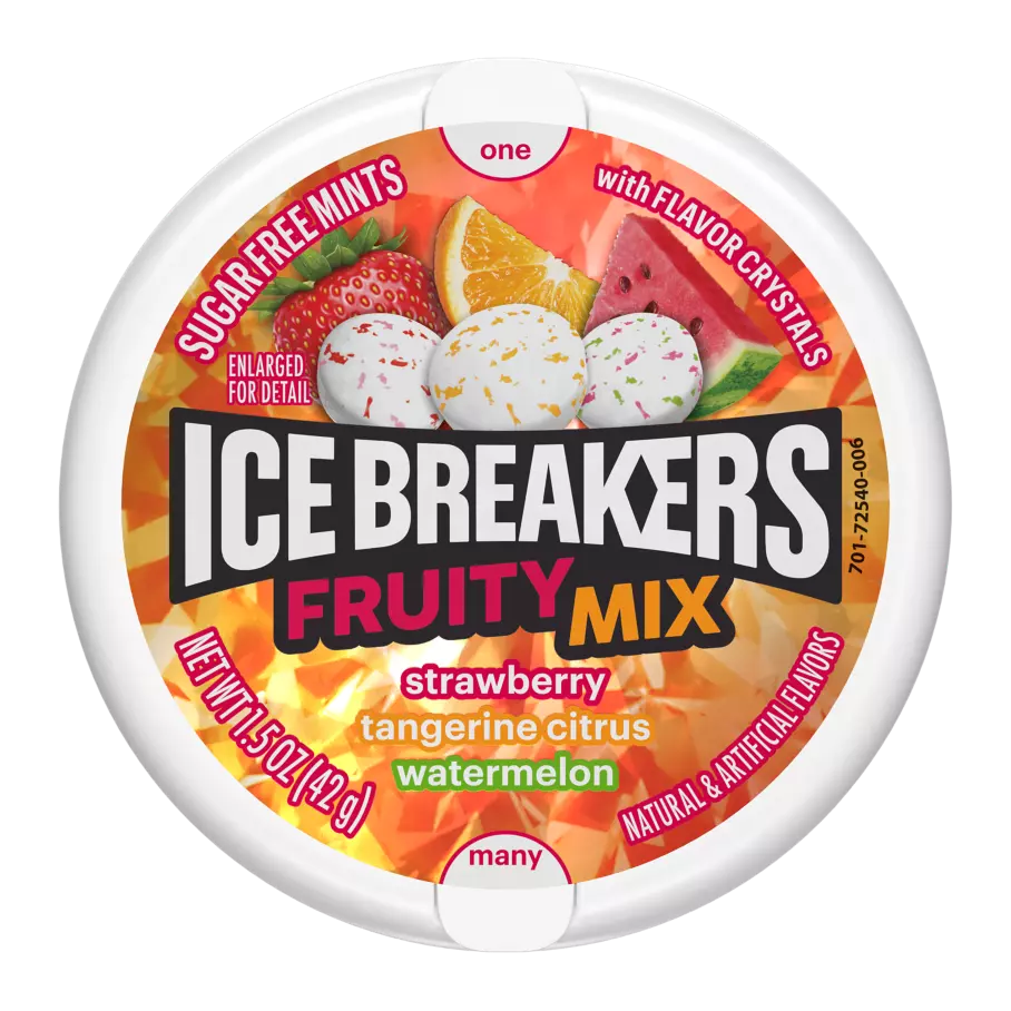 Ice Breakers Mints Fruit Mix Strawberry, Tangerine Citrus, Watermelon Sugar Free - 42g
