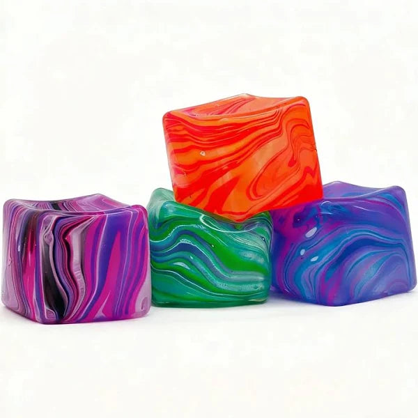 Rainbow Marble Cube Squishy Sensory Fidget Toy – Assorted
