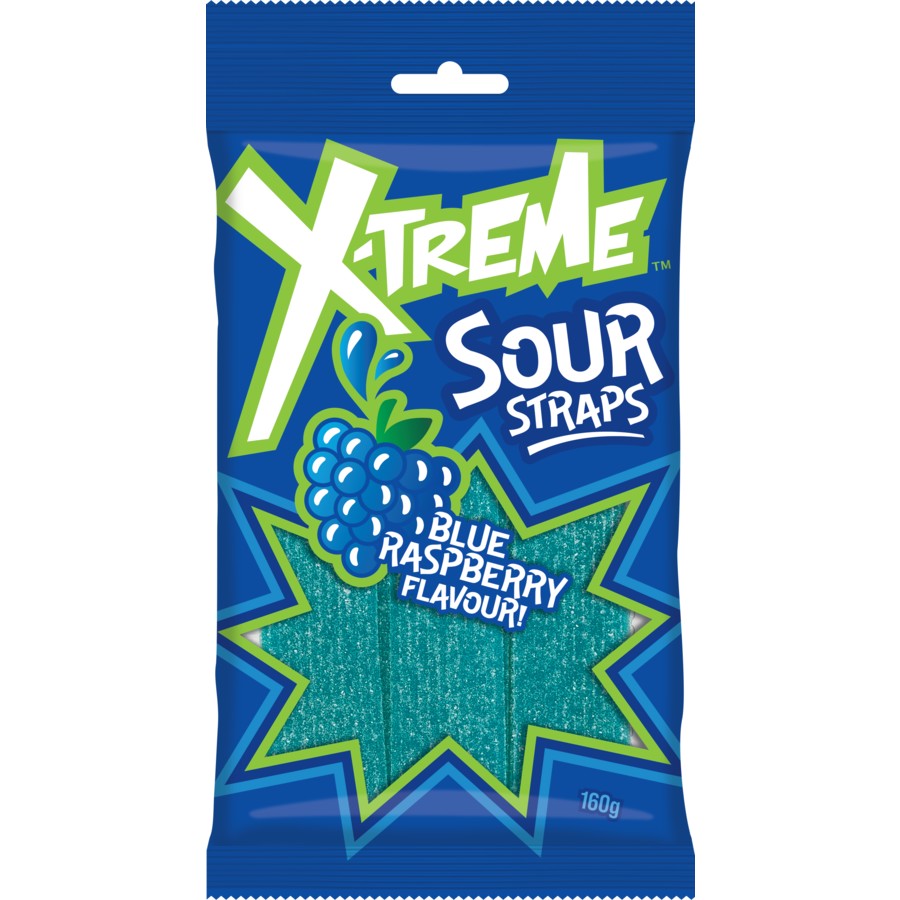 X-Treme Sour Straps 160g - Blue Raspberry