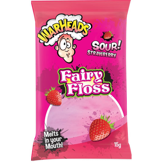 Warheads Sour Strawberry Fairy Floss - 15g