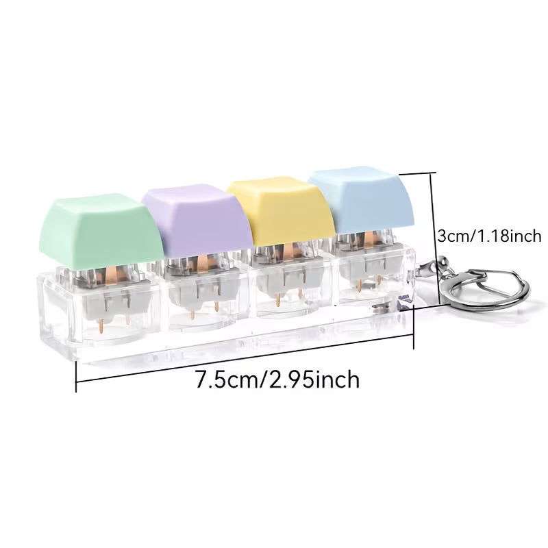 1 Relax Keychain Fidget CLICKER Toy, Keyboard Key Design, Finger Press Keyring, Calming Gadget, Random Color