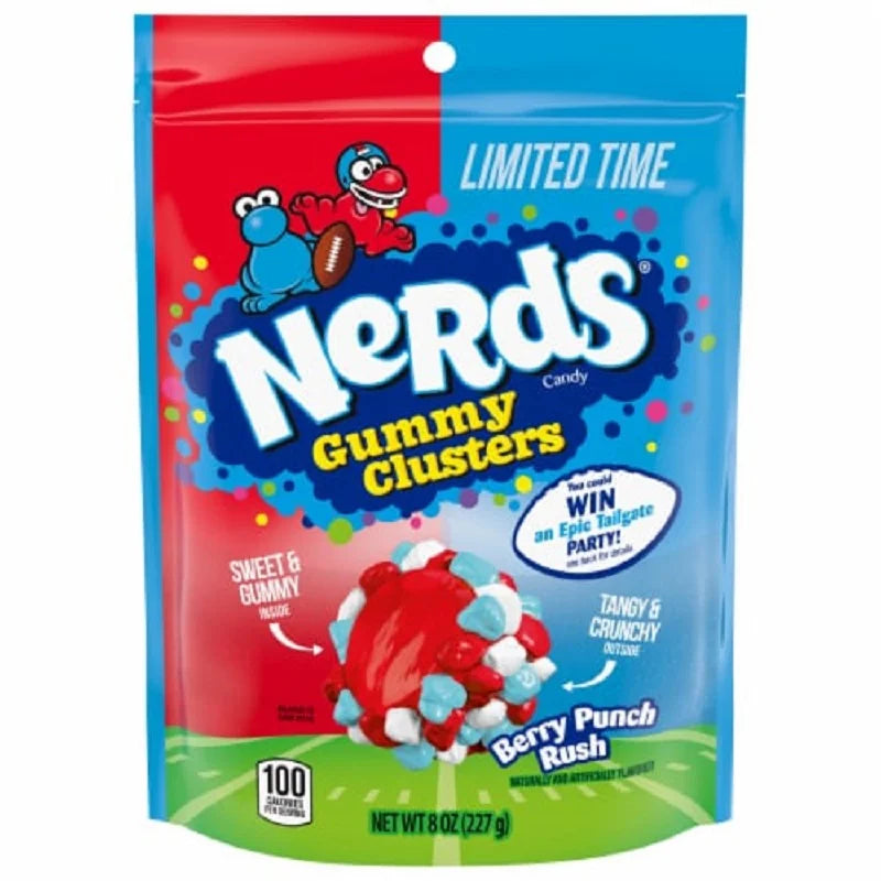 LIMITED EDITION Nerds Candy Gummy Clusters, Berry Punch Rush Flavour, Big Bag 227g (USA)