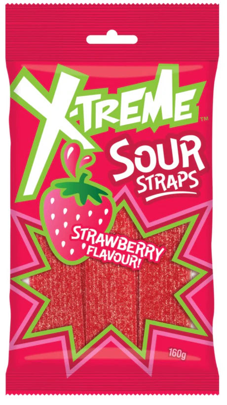 X-Treme Sour Straps Strawberry 160g