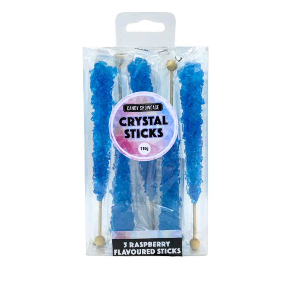 Raspberry Crystal Candy Sticks - 110g - 5 Pack