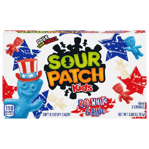 Sour Patch Kids Red White & Blue Soft Chewy Candy Theatre Box 87g