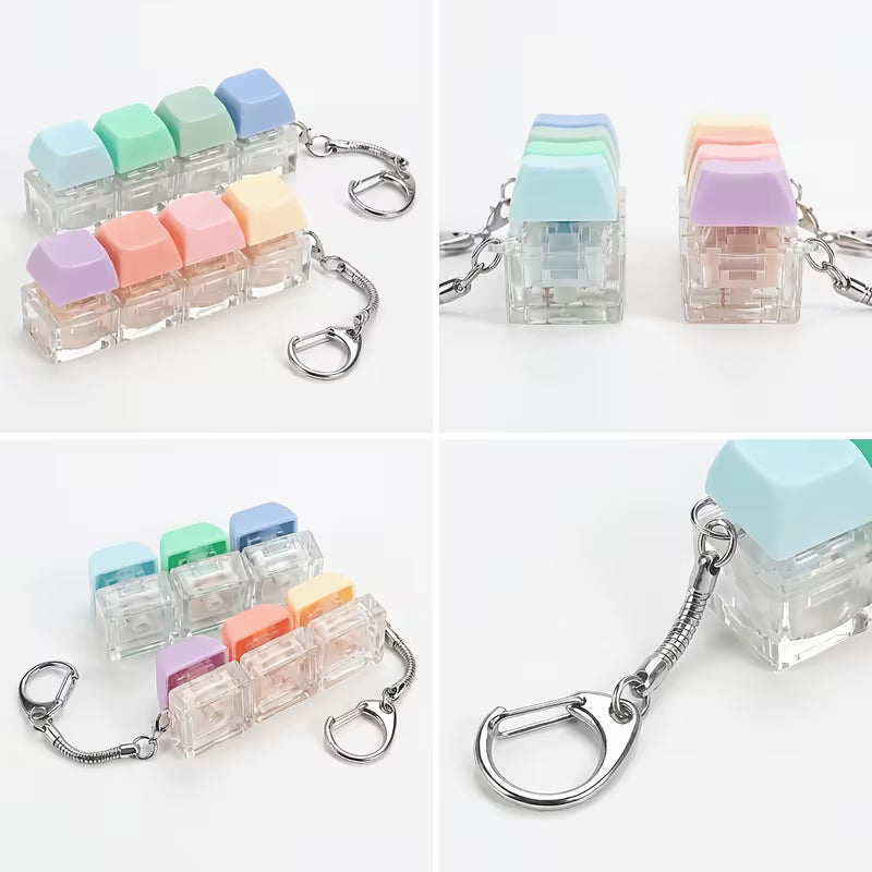 1 Relax Keychain Fidget CLICKER Toy, Keyboard Key Design, Finger Press Keyring, Calming Gadget, Random Color