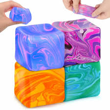Rainbow Marble Cube Squishy Sensory Fidget Toy – Assorted