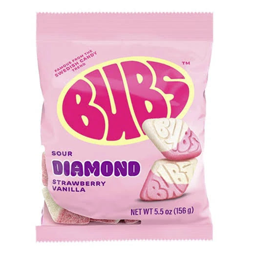 Bubs Sour Strawberry Vanilla Diamonds - 156g